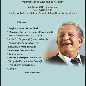2017 Eğitim Onur Ödülü Prof. Muammer Sun’un